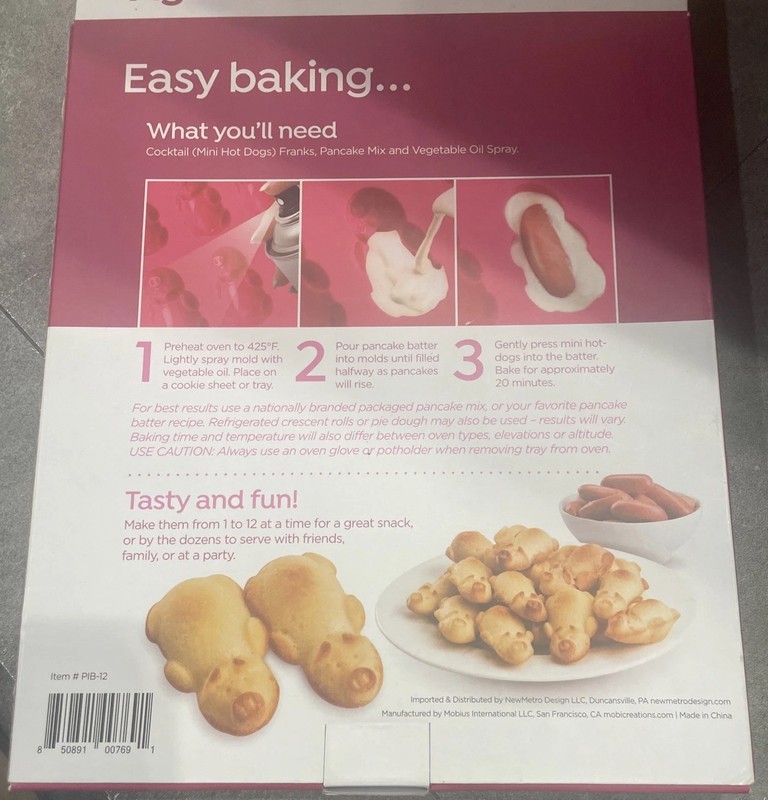 Silicone Baking Mold 12 Little Pigs in a Blanket Pink Mobi NEW gallery