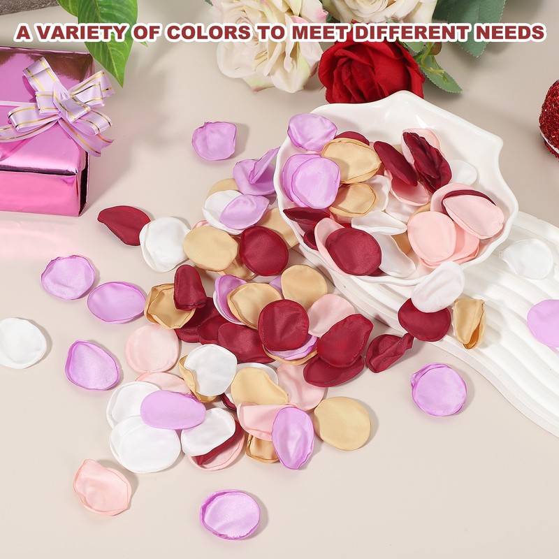 Fake Rose Petals, Artificial Petals for Wedding Proposal,Champagne Gold White gallery
