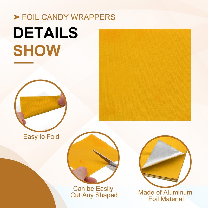200 Pcs 4x4 Inch Foil Candy Wrappers Chocolate Wrapping Paper Light Gold gallery
