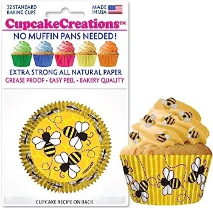 Bees Cupcake Baking Cups 2″ XStrong Honey Bees All Natural Paper Made in USA
