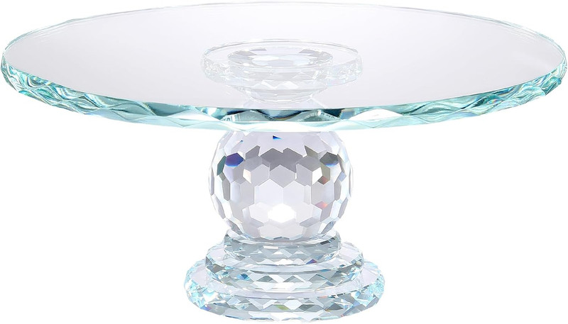 Crystal Glass Cake Stand, 11” Cake Display Stand, Crystal Glass Fruit Plate, Cl