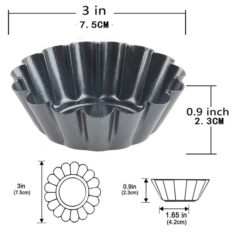 12pcs Non-stick Reusable Egg Tart Molds Cupcake Muffin Baking Molds Dessert Cups