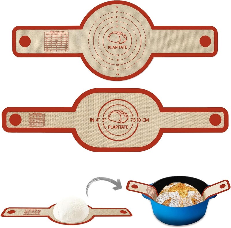 Silicone Bread Sling Dutch Oven Liner, Non-Stick & Easy Clean Reusable Oval and