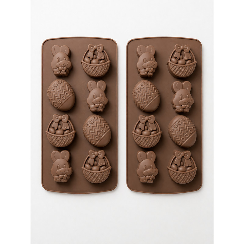 Silicone Easter Egg Bunny Molds Fondant Cake Chocolate Baking Trays – 2 Pack
