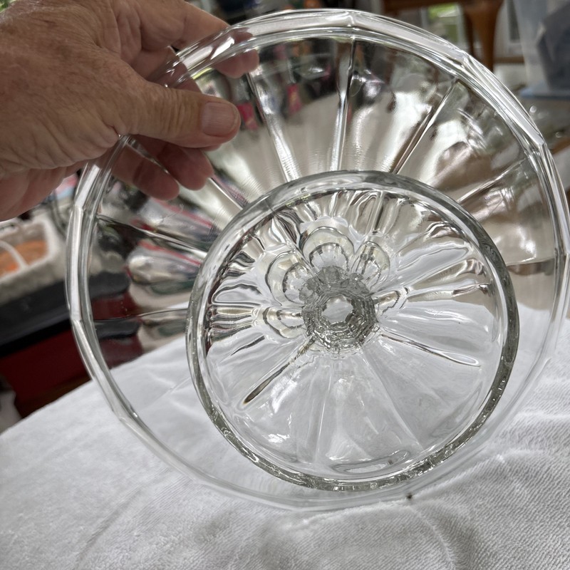 1 CLEAR GLASS ROUND Cake Stand With Lid In A Paneled Design gallery