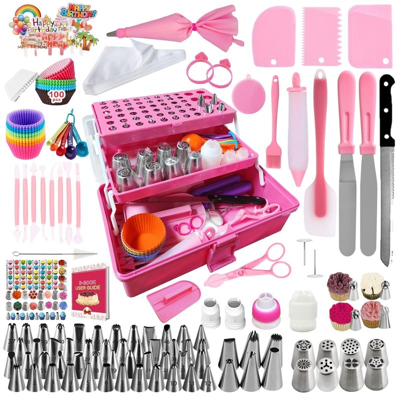 359PCs Cake Decorating Baking Supplies Kit, Baking Set with 66 Piping Tips, I…
