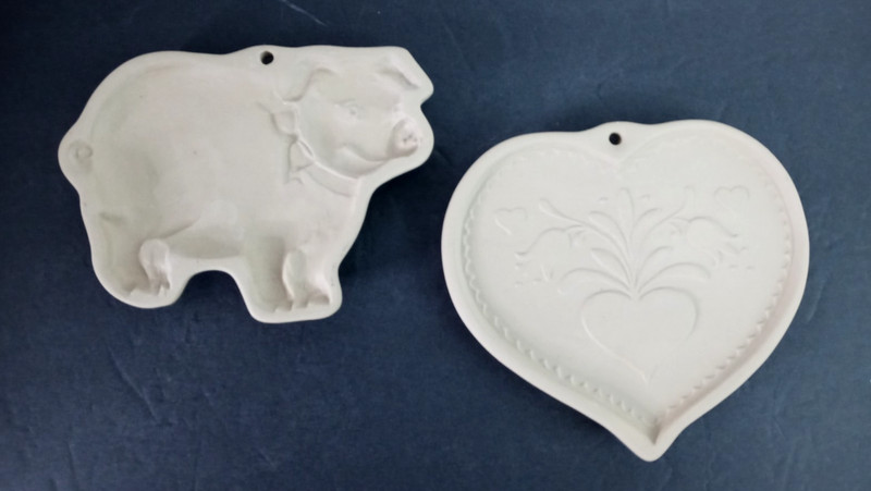 Brown Bag Cookie Art Heart and Pig Mold Vintage Floral and Pig