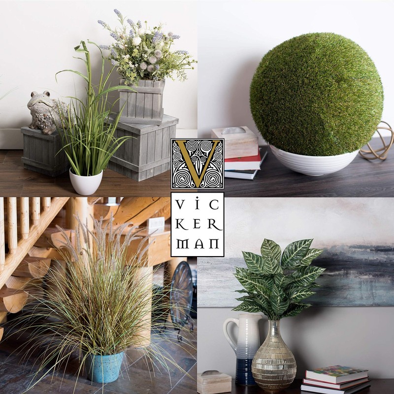 Vickerman Everyday 24 Artificial Green And Brown Grass Black Plastic Pot - Faux gallery