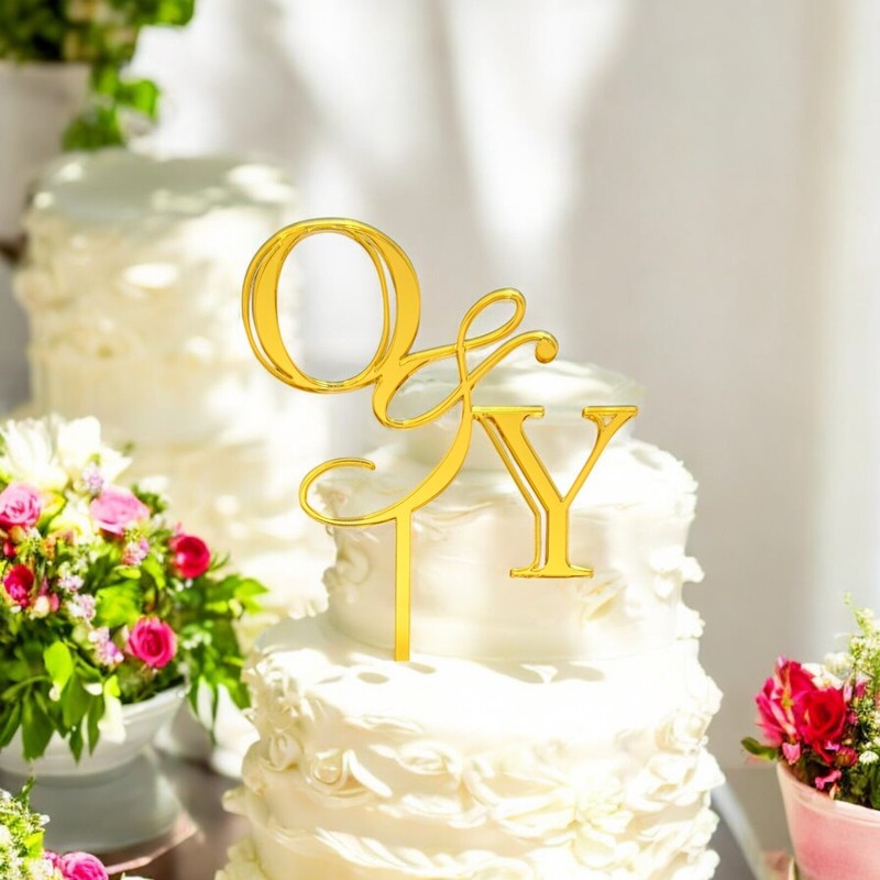 Personalised Couple Two Letter Wedding Engagement Cake Topper Charm Party Decor gallery