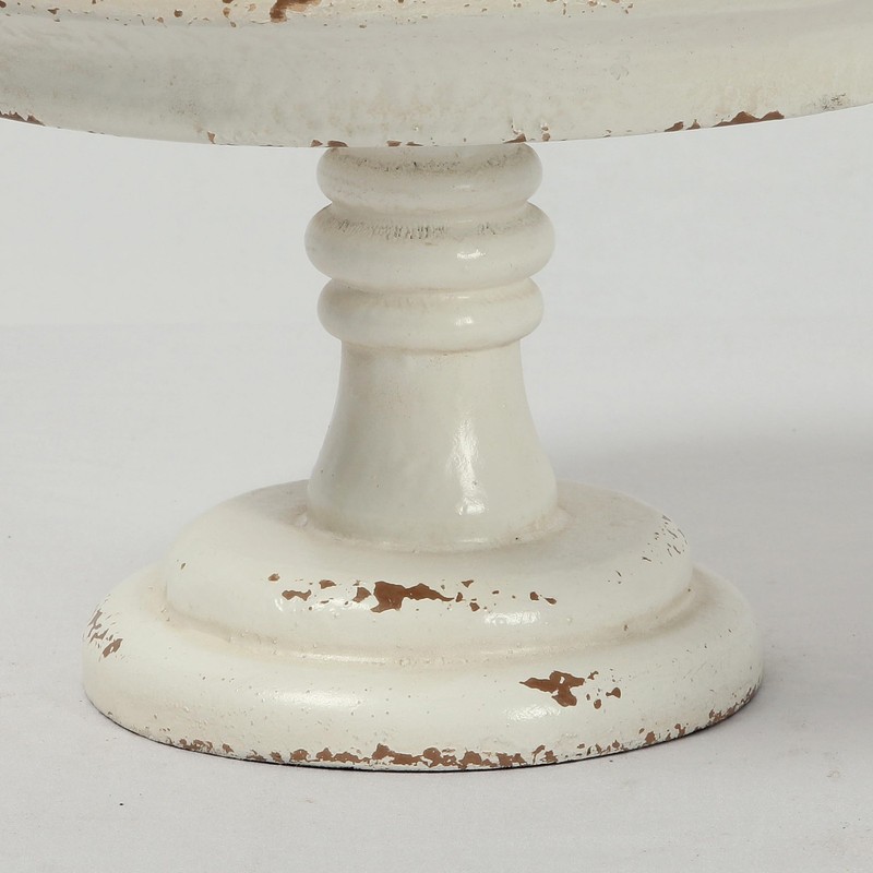 Rustic White Wood Pedestal Tray Stand for Table Decoration,Round Distressed Fini gallery