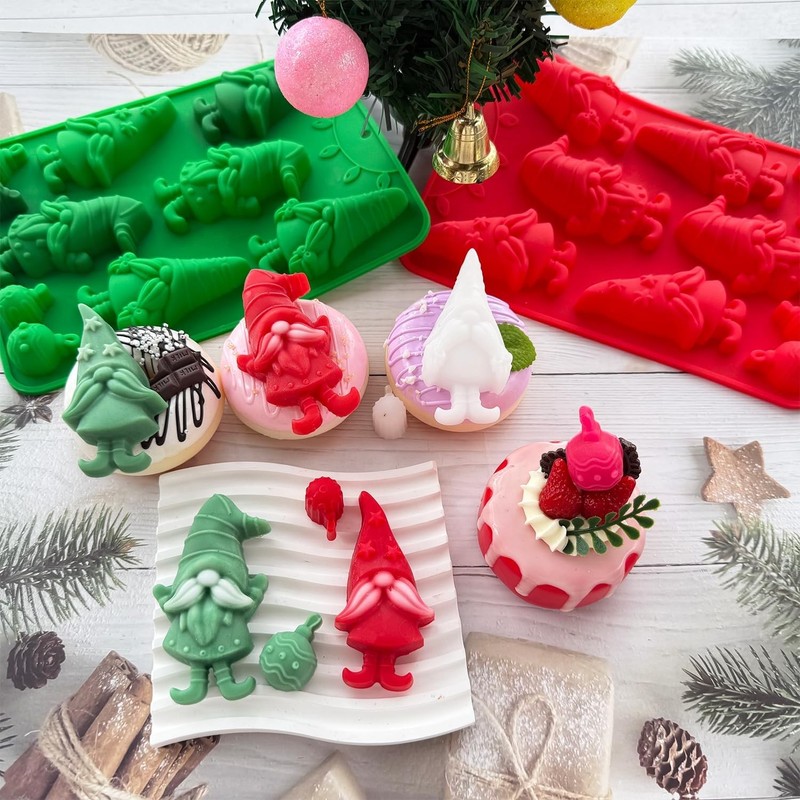 Christmas Silicone Mold for Baking, 2 Pack Christmas Gnome Candy Chocolate Molds gallery