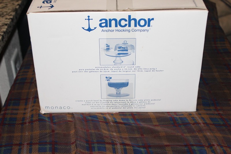 Cake Stand Anchor Hocking W/Dome Pedestel Monaco Doubles as Punch Bowl 2 in 1 gallery
