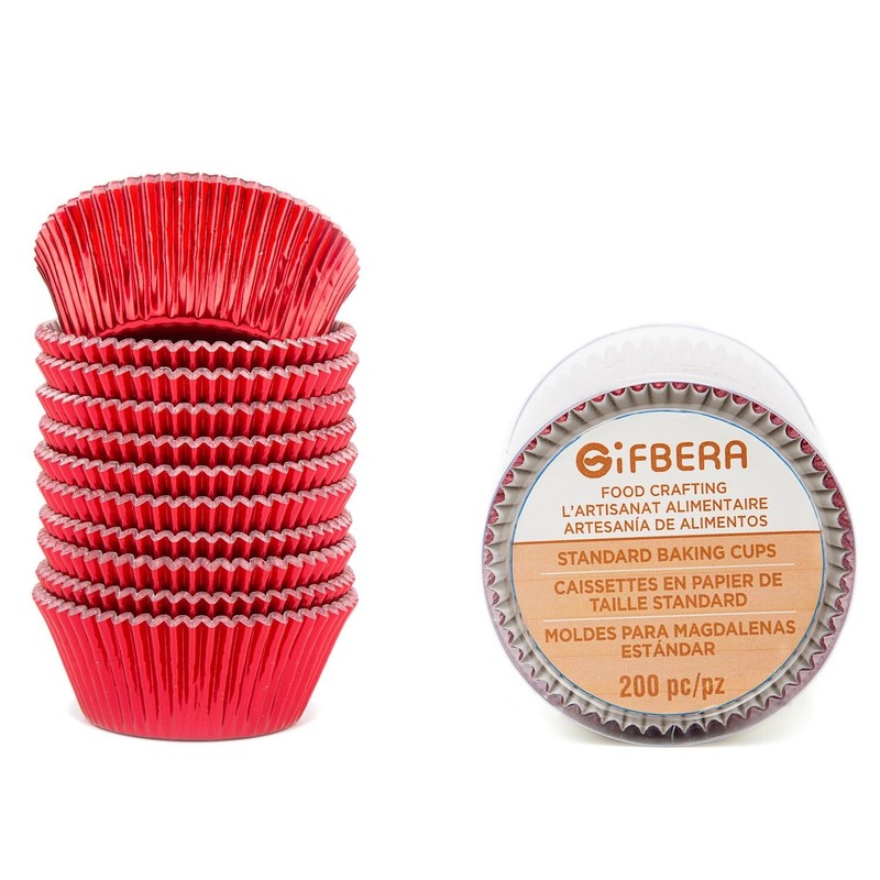 Gifbera Standard Red Foil Cupcake Liners Wrappers Baking Cups for Birthday We…