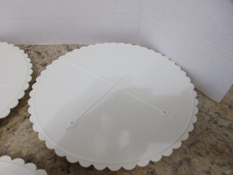 WILTON White 3 Round Cake Tier Plates- 13 in, 12 in, & 10 in gallery