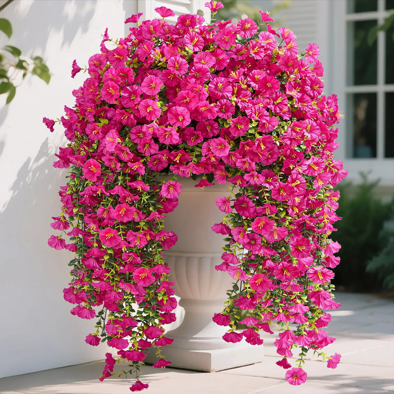 Serwalin Artificial Hanging Flowers For Outdoors Decoration 8Pcs Uv Realistic