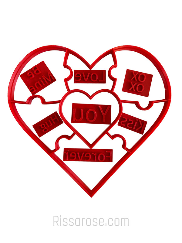 Valentine's day Cookie Cutter Stamp Love Heart Puzzle conversation messages gallery