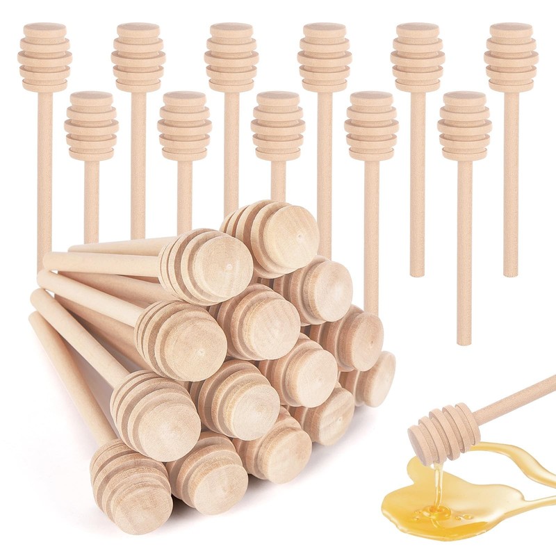 Honey Dipper Sticks, 3 inch Mini Wooden Honey Stick Stirrers for Bridal Favors