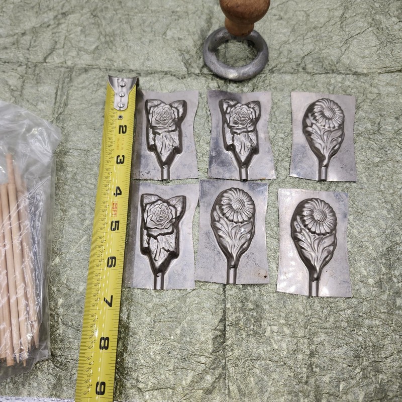 Lot of vintage antique Candy Mold Tin Candy Chocolate Sucker Mold flower rose gallery