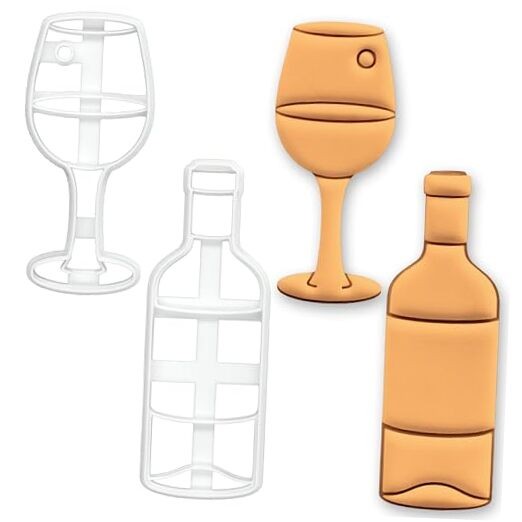 Set of 2 Wine Glass and Bottle Cookie Cutters – Wine Lover Fondant Cutters