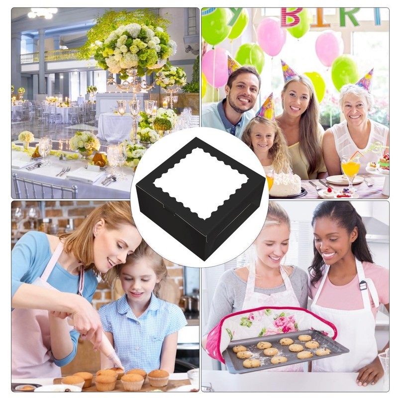 10 PCS 10 Inch Cake Boxes, 10x10x5, Cake Boards, Black Ribbon, Window, Bakery gallery
