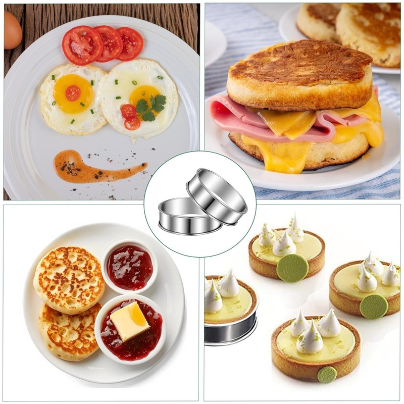 Uncle Jack 12Pcs Double Rolled English Muffin Rings, Stainless Steel Crumpet ... gallery