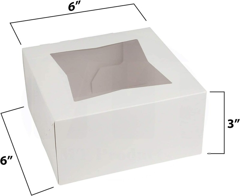 MT Products White Cupcake Box - 6" x 6" x 3" Bakery Boxes - Pack of 200 gallery