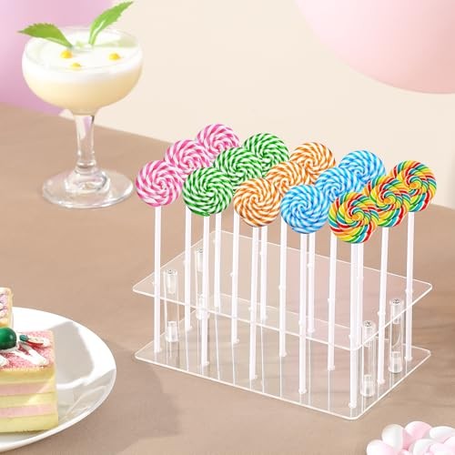 HENABLE 2 Pack Cake Pop Stand with Sticks & Wrappers, 15 Holes Acrylic Cake gallery