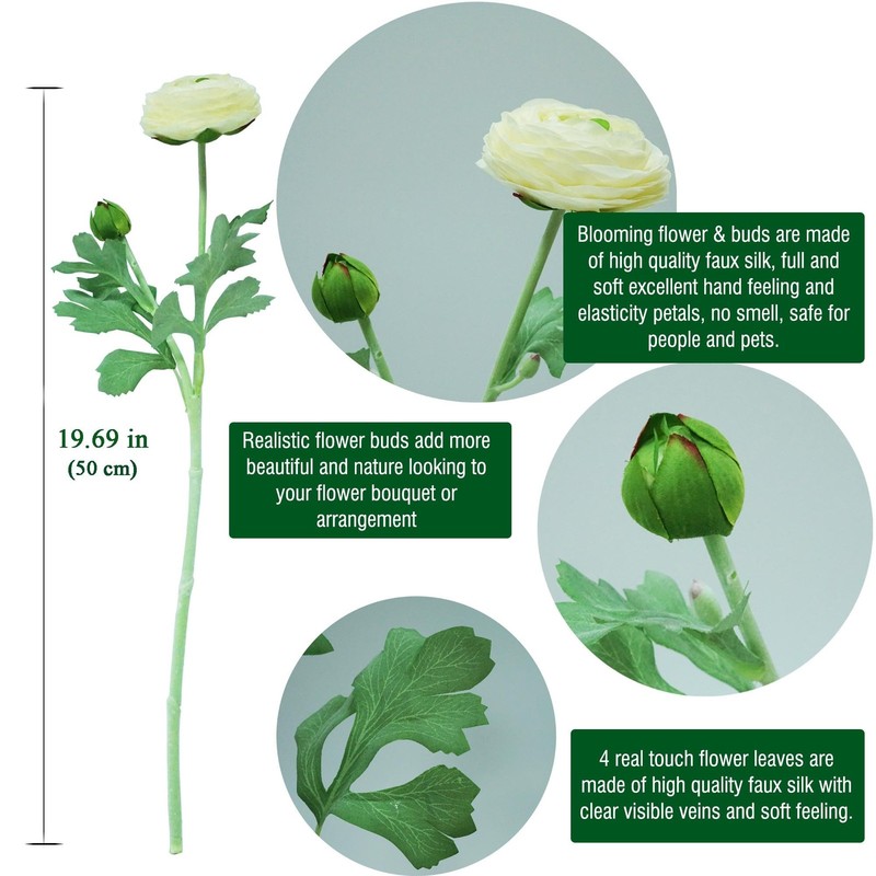 Voeligt 10Pcs Artificial Ranunculus Flowers Real Touch Faux Flowers For Vase gallery