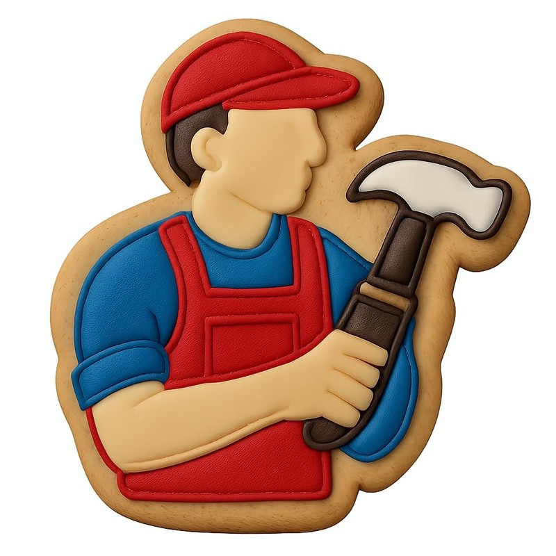 Carpenter with Hammer Cookie Cutter & Stamp, Fondant & Clay Cutter - 3.6x4" gallery