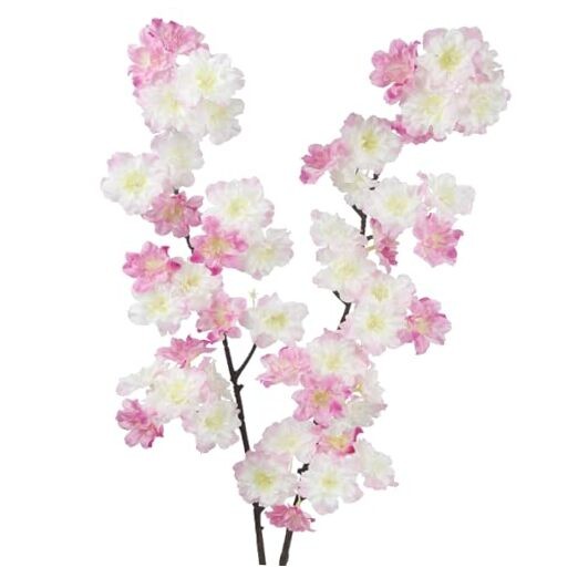 2 Pcs Artificial Cherry Blossom Flowers Branches Faux Cherry Blossom Long Pink