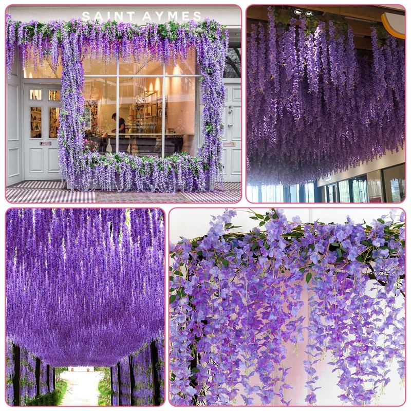 Alotiki Wisteria Hanging Flowers Fake Garland Home Wedding Arch Floral Party Gar gallery
