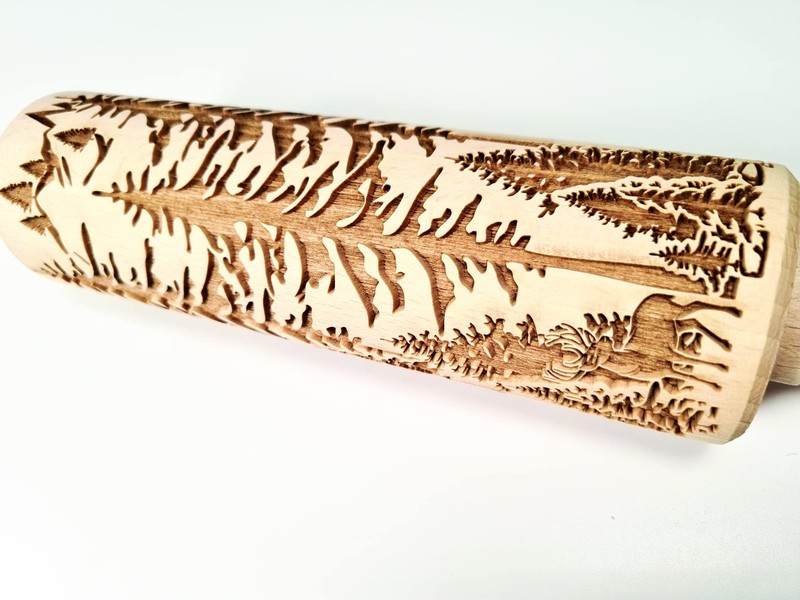 FOREST embossing rolling pin. Engraved wooden embossed dough roller for embos... gallery