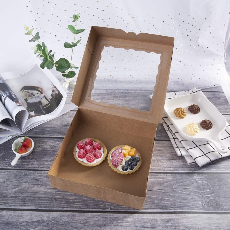 MORE [25pcs] 10inch Brown Natural Kraft Bakery Pie Boxes With PVC Windows,Lar... gallery