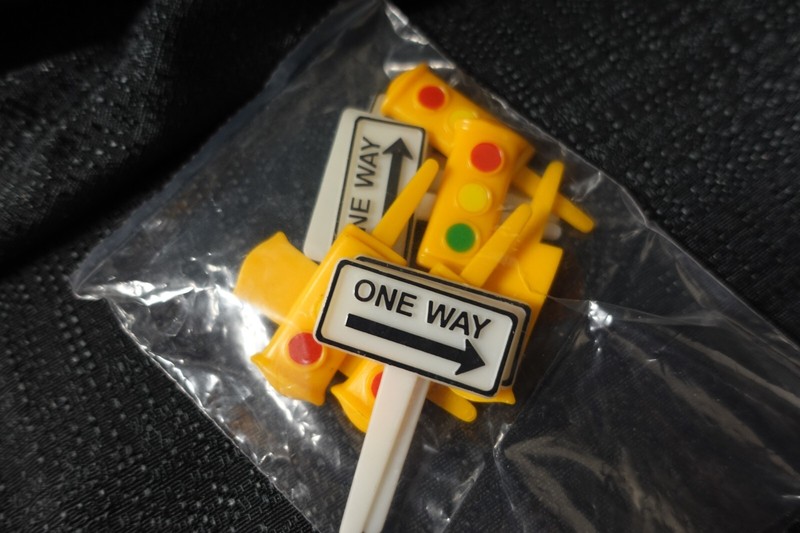Bakery Crafts Stoplight / One Way street sign cupcake picks 12 ct / NEW