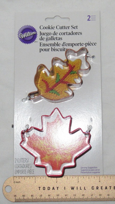 WILTON 2-Piece Cookie Cutter Set Metal AUTUMN Maple Oak Leaves Leaf recipe gallery