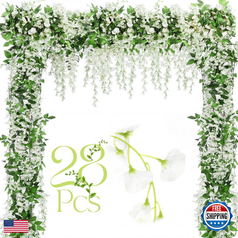 Crowye 28 Pcs 7.2Ft/Pcs Artificial Flowers Wisteria Garland Artificial Wisteria