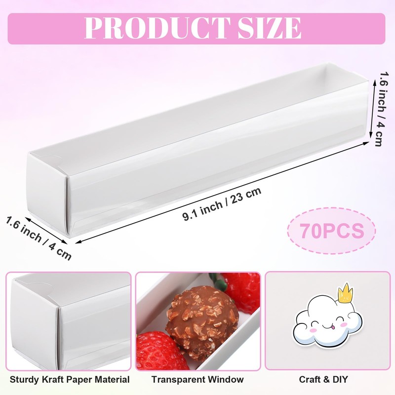 70 PCS 9x1.6x1.6 Inch Clear Truffle Boxes Window Chocolate Candy Bakery gallery