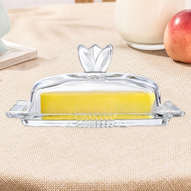 Butter Serving Tray Butter Container with Cover Dustproof Clear Butter Tray for gallery