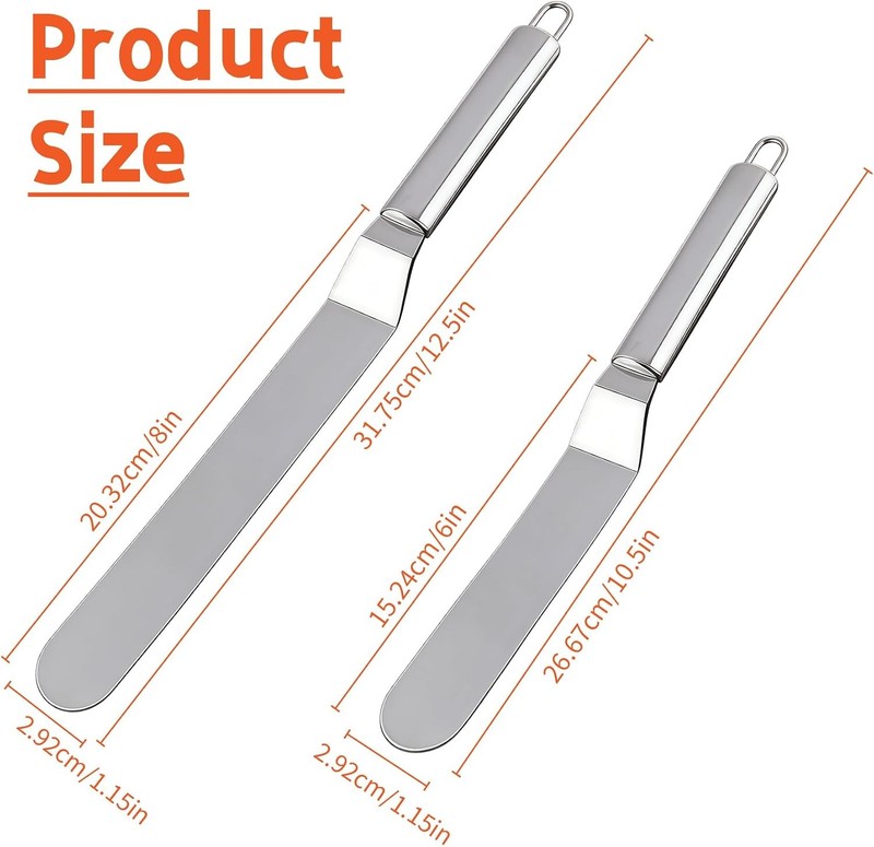 Offset Spatula Set - 2Pcs 6" & 8" Stainless Steel Icing Frosting Smoother - Cake gallery