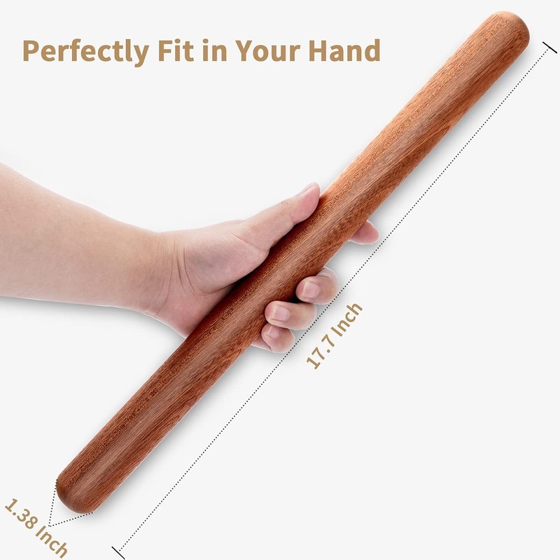 French Rolling Pin, 17.7 Inches Wood Rolling Pin for Baking Extra Long Thicke... gallery