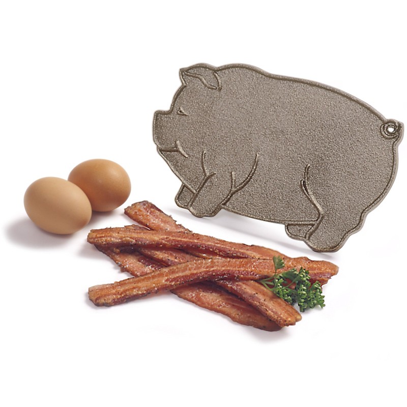 Norpro Cast Iron Pig Shaped Bacon Press with Wood 8.5in/21.5cm, As Shown gallery