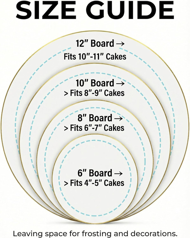 12 Pack Assorted round Cake Boards (6, 8, 10, 12 Inch), 3Mm Thick Sturdy White C gallery