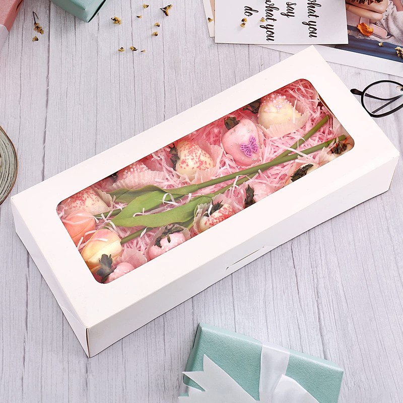 24-Pack 14" x 6" x 2.5" Cookie Boxes, Bakery Boxes with Window, Strawberry Bo... gallery