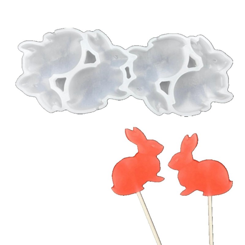 Silicone Lollipop Mold 2 PCS Rabbit-shaped Cake Decoration Baking Tools