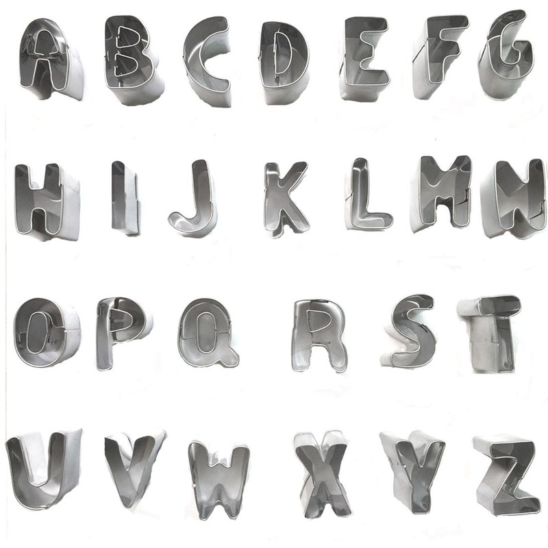 Stainless Steel Alphabet Letters Cookies Cutters Moulds 26 in 1