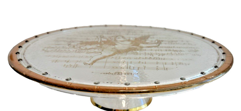 Cake Stand Pedestal Cherub and Musical Notes Design 24 Carat Gold Trim Italy gallery