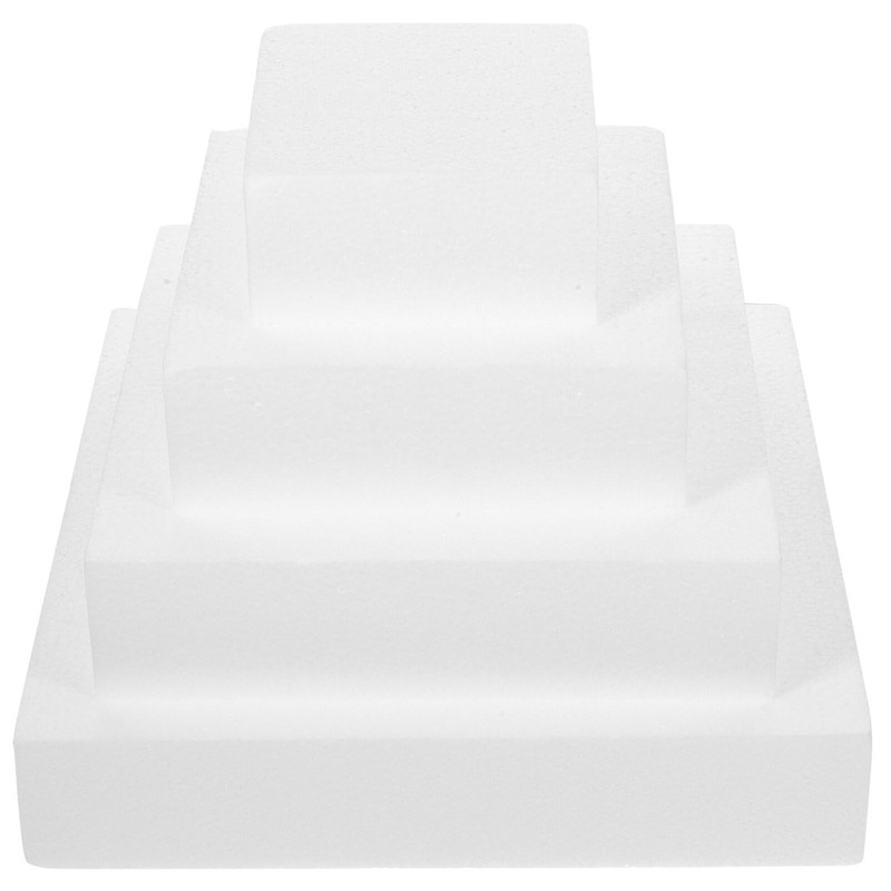 4 PCS 9.84 Inch Square Foam Cake Dummies Cubic Model Piping Practice Craft