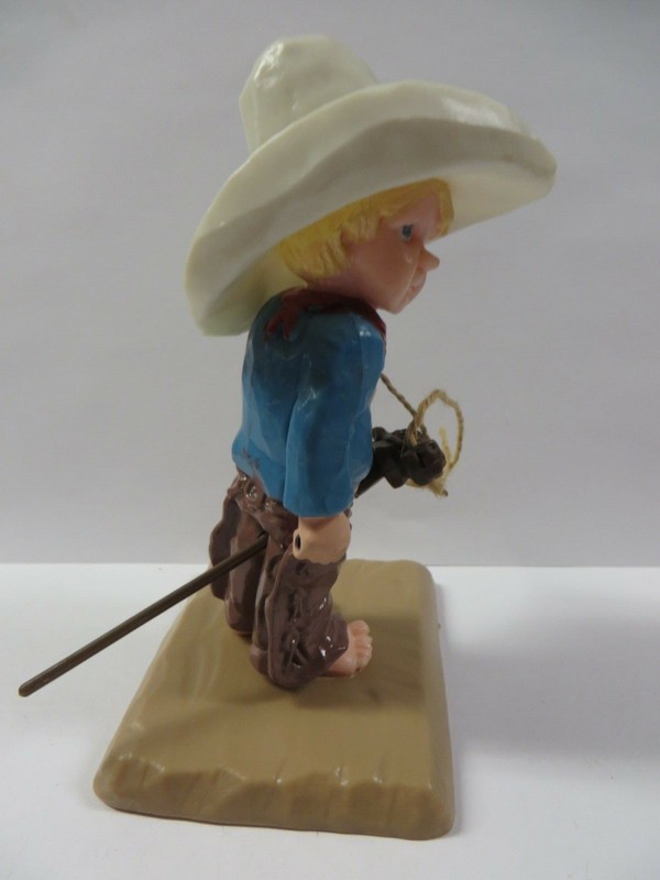 Vintage Wilton LITTLE BOY COWBOY RODEO 5" Cake Topper Decoration 10-Gallon Hat gallery