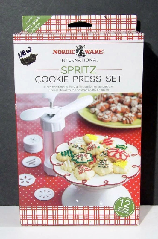 Nordic Ware International Spritz Cookie Press Set 12 Shapes Sealed in Plastic