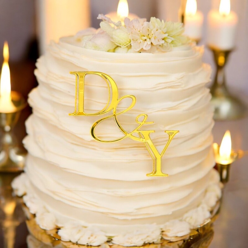 Personalised Acrylic Wedding Cake Charm 2 Custom Initials Letter Couple Topper gallery